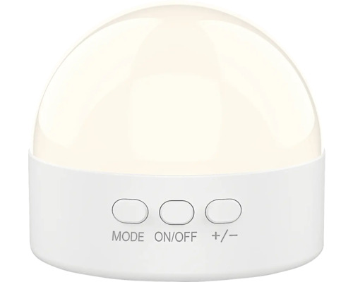 Lumină de noapte albă cu formă rotundă și butoane de control