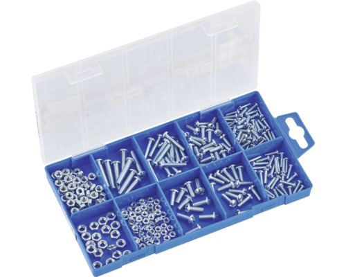 Cutie de sortiment cu piulițe și șuruburi