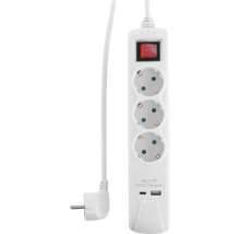 Prelungitor cu trei prize și două porturi USB