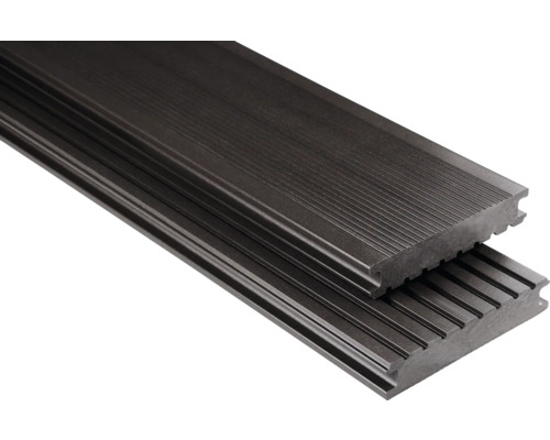 Profil terasă Konsta gri maroniu plin WPC 26x145x1000 mm Pardoseli de terasă din WPC cu suprafață striată