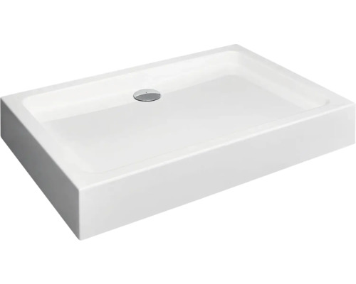 Cădiță de duș dreptunghiulară din ceramică sanitară cu armătură de scurgere