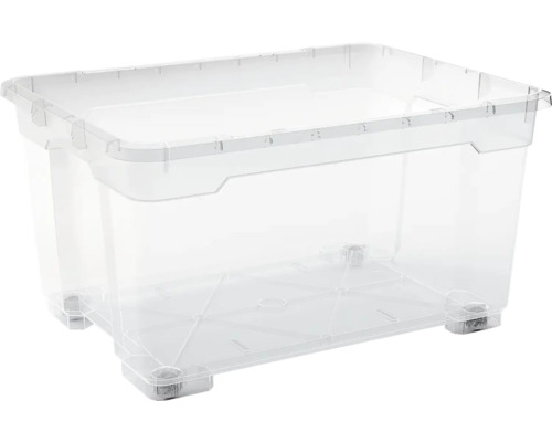 Cutie depozitare plastic fără capac Dirk Oversize 140L 775x580x410 mm transparentă, cu roți