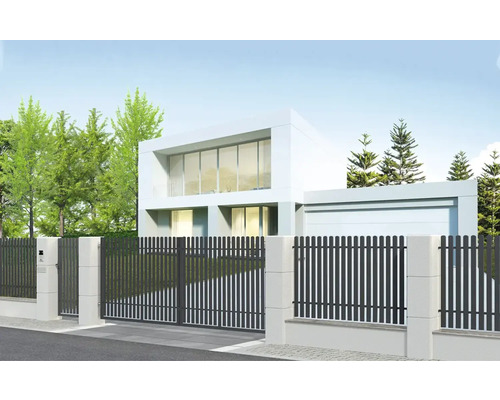 Casă modernă cu gard și poartă