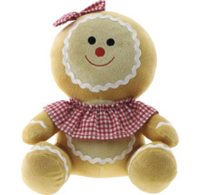 Jucărie de pluș om de turtă dulce cu fundă și guler în carouri