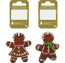 Decorațiuni de brad de Crăciun turtă dulce om și femeie pe carton maro