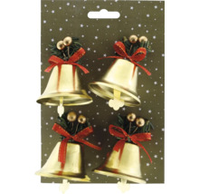 Patru clopoței de Crăciun cu fundă și decorațiuni