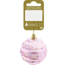 Glob de pom de Crăciun roz cu stropi colorați ca decor