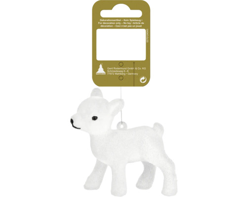 Decorațiune căprioară cu agățătoare H 8 cm alb Căprioară decorativă albă cu agățătoare