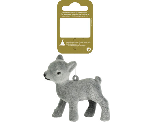 Decorațiune căprioară cu agățătoare H 8 cm gri Figurină decorativă de căprioară pentru agățat