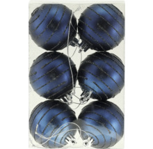 Șase globuri albastre de Crăciun cu decor în ambalaj