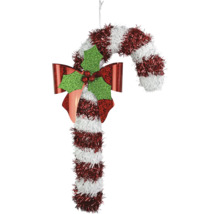 Pandantiv decorativ în formă de baston de acadea cu fundă pentru perioada Crăciunului