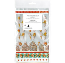 Cinci pungi de cadou cu fund și motive de Crăciun, dimensiunea 14,5 x 23,5 centimetri