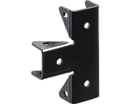 Conector de colț negru cu mai multe găuri pentru fixare