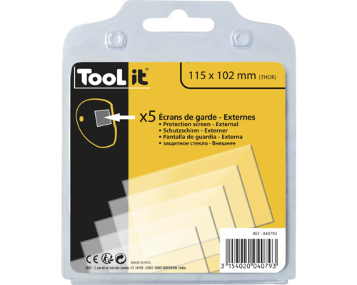 Set geam mască sudură GYS - 2007, 5 bucăți 115x102 mm Ecrane de protecție Toolit, 115 x 102 milimetri, set de cinci bucăți