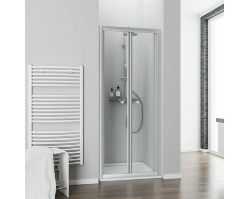 Uși duș batante Kristall/Trend, 75x185 cm, sticlă securizată transparentă, profil aluminiu