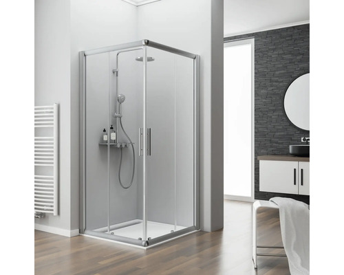 Cabină de duș pătrată Schulte Kristall/Trend, 90x90x185 cm, sticlă securizată transparentă, profil alunatur