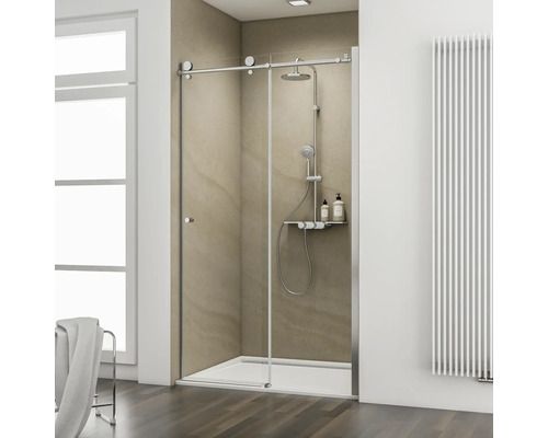 Ușă duș glisantă pentru nișă Schulte MasterClass, 120x200 cm, sticlă securizată transparentă, profil crom, dreapta