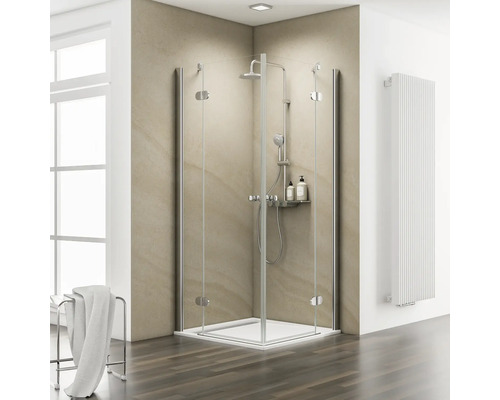 Cabină de duș pătrată Schulte MasterClass, 80x80x200 cm, sticlă securizată transparentă, profil cromat