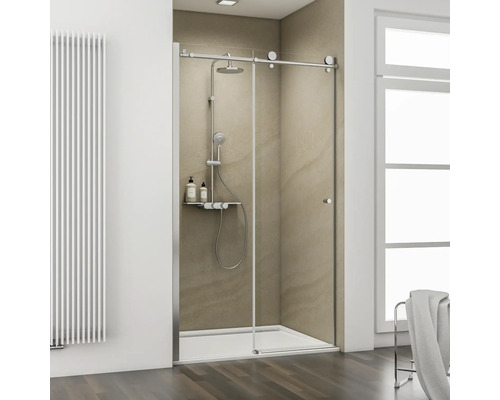 Ușă duș glisantă pentru nișă Schulte MasterClass, 120x200 cm, sticlă securizată transparentă, profil crom, stânga