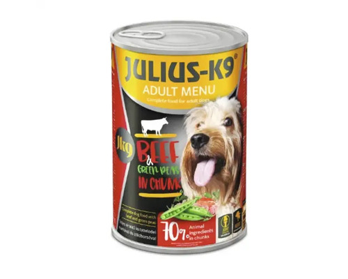 Hrană umedă pentru câini JULIUS-K9 Adult cu vită și fasole verde 1240 g
