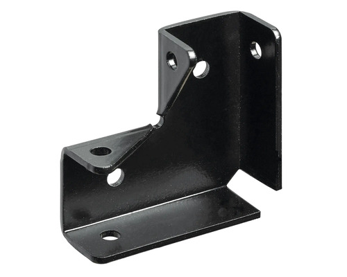 Conector unghiular negru cu găuri pentru fixare