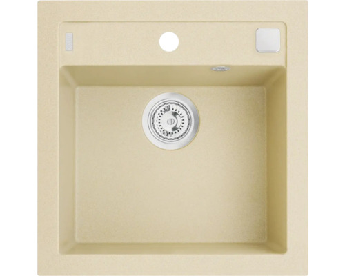 Chiuvetă bucătărie granital 1 cuvă Alveus Formic 20 51x52 cm fără picurător Beige Chiuvetă din granit cu garnitură de scurgere