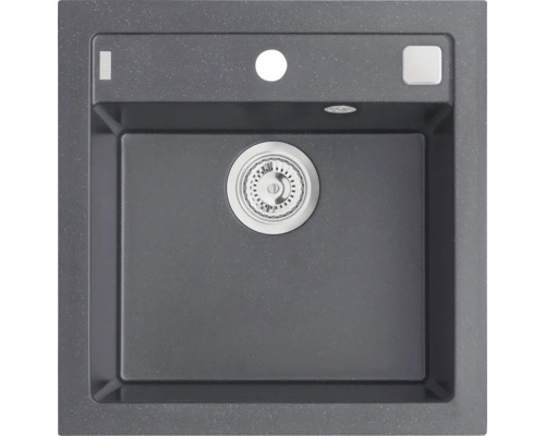 Chiuvetă bucătărie granital 1 cuvă Alveus Formic 20 51x52 cm fără picurător Carbon Chiuvetă din granit cu set de scurgere