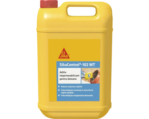 Aditiv imperameabilizant pentru betoane Sika Control 102WT 5 kg Aditiv pentru beton SikaControl-102 WT în canistră galbenă