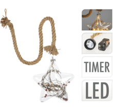 Stea decorativă cu LED și suspensie cu sfoară