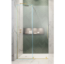 Panou frontal pentru ușă duș Radaway Furo Gold, 60x200 cm, sticlă securizată transparentă, profil auriu-thumb-0