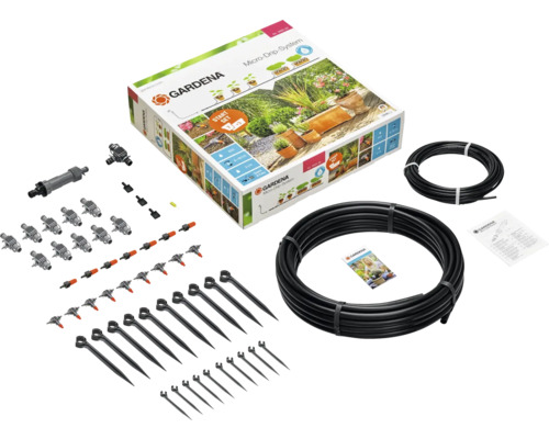 Gardena Micro-Drip-System Set de pornire pentru rânduri de plante cu accesorii și ambalaj