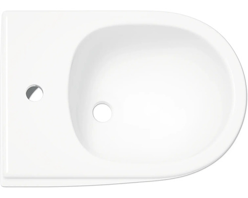 Imagine cu lavoar alb, cu montaj pe blat și orificiu pentru robinet