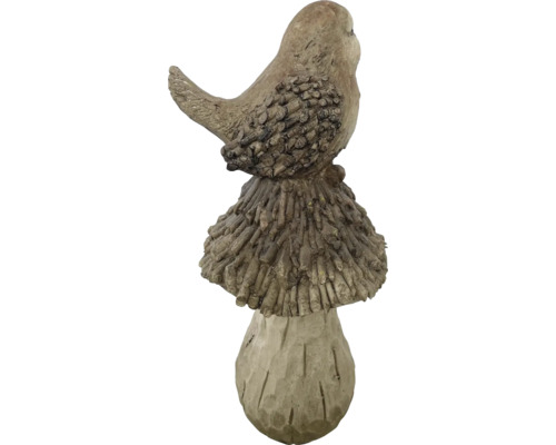 Figurină decorativă de grădină: pasăre pe ciupercă