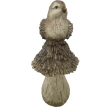 Figurină decorativă pasăre cu ciupercă Lafiora H 51 cm maro