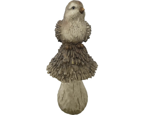 Figurină decorativă pasăre cu ciupercă Lafiora H 51 cm maro