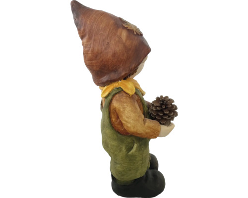 Figurină decorativă băiat cu con de pin, decor de grădină