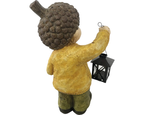 Gnom de grădină cu felinar, vedere din spate