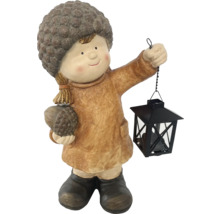 Decoratiune de gradina figurina fetita cu lanterna si ghindă