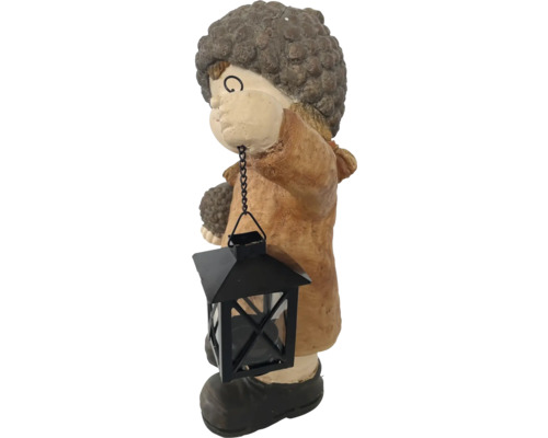 Figurină decorativă băiat cu felinar pentru exterior