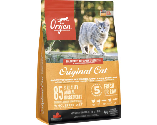 Hrană uscată pentru pisici ORIJEN Original Cat cu pui, curcan și pește fără cereale 1,8 kg