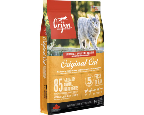 Hrană uscată pentru pisici ORIJEN Original Cat cu pui, curcan și pește fără cereale 5,4 kg