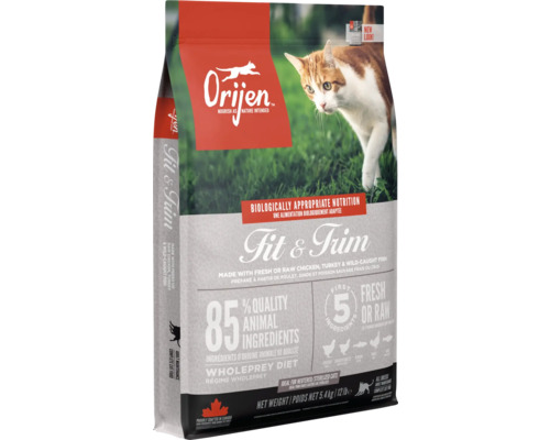 Hrană uscată pentru pisici ORIJEN Fit & Trim cu pui, curcan și pește fără cereale 5,4 kg Hrană uscată pentru pisici ORIJEN Fit & Trim cu pui, curcan și pește fără cereale 5,4 kg