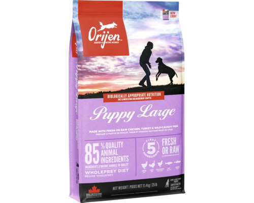 Hrană uscată pentru câini ORIJEN Puppy Talie Mare cu pui, curcan și pește fără cereale 11,4 kg Hrană uscată pentru câini ORIJEN Puppy Talie Mare cu pui, curcan și pește fără cereale 11,4 kg