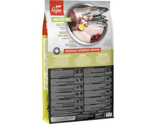 Hrană pentru animale de companie Orijen Wholeprey Diet cu carne de pasăre și pește