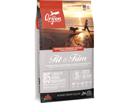 Hrană uscată pentru câini ORIJEN Fit & Trim cu pui, curcan și pește fără cereale 11,4 kg