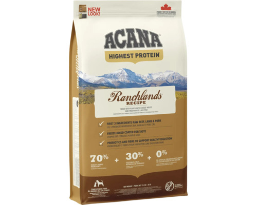 Hrană uscată pentru câini ACANA Ranchlands cu vită, miel și porc fără cereale 11,4 kg Hrană uscată pentru câini ACANA Ranchlands cu vită, miel și porc fără cereale 11,4 kg