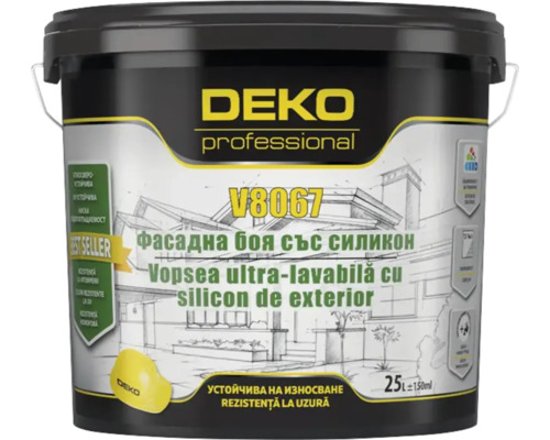 Vopsea ultralavabilă de exterior cu silicon DEKO V8067 albă 2,5 l