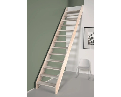 Scară Alsace de interior dreaptă 70x280 cm dreaptă 14 pași 13 trepte fag Scară din lemn în cameră