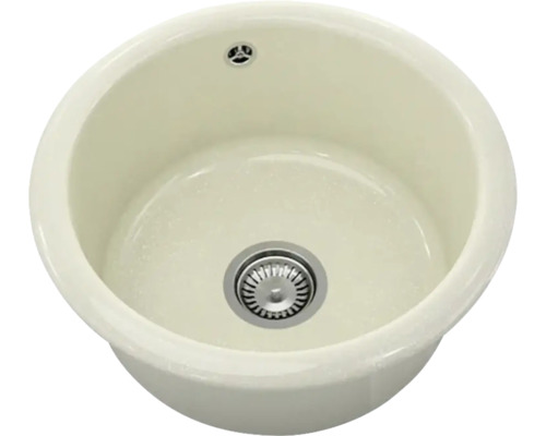 Chiuvetă bucătărie granixit 1 cuvă FAT Classic 206 Ø49 cm fără picurător Silver Stone Chiuvetă rotundă cu scurgere