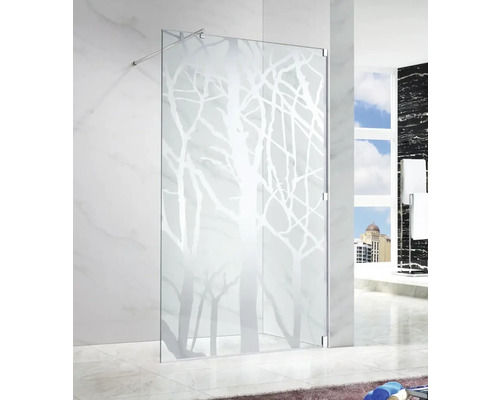 Duș Walk In Belform Nature, 100x200 cm, sticlă transparentă design copac, profil crom